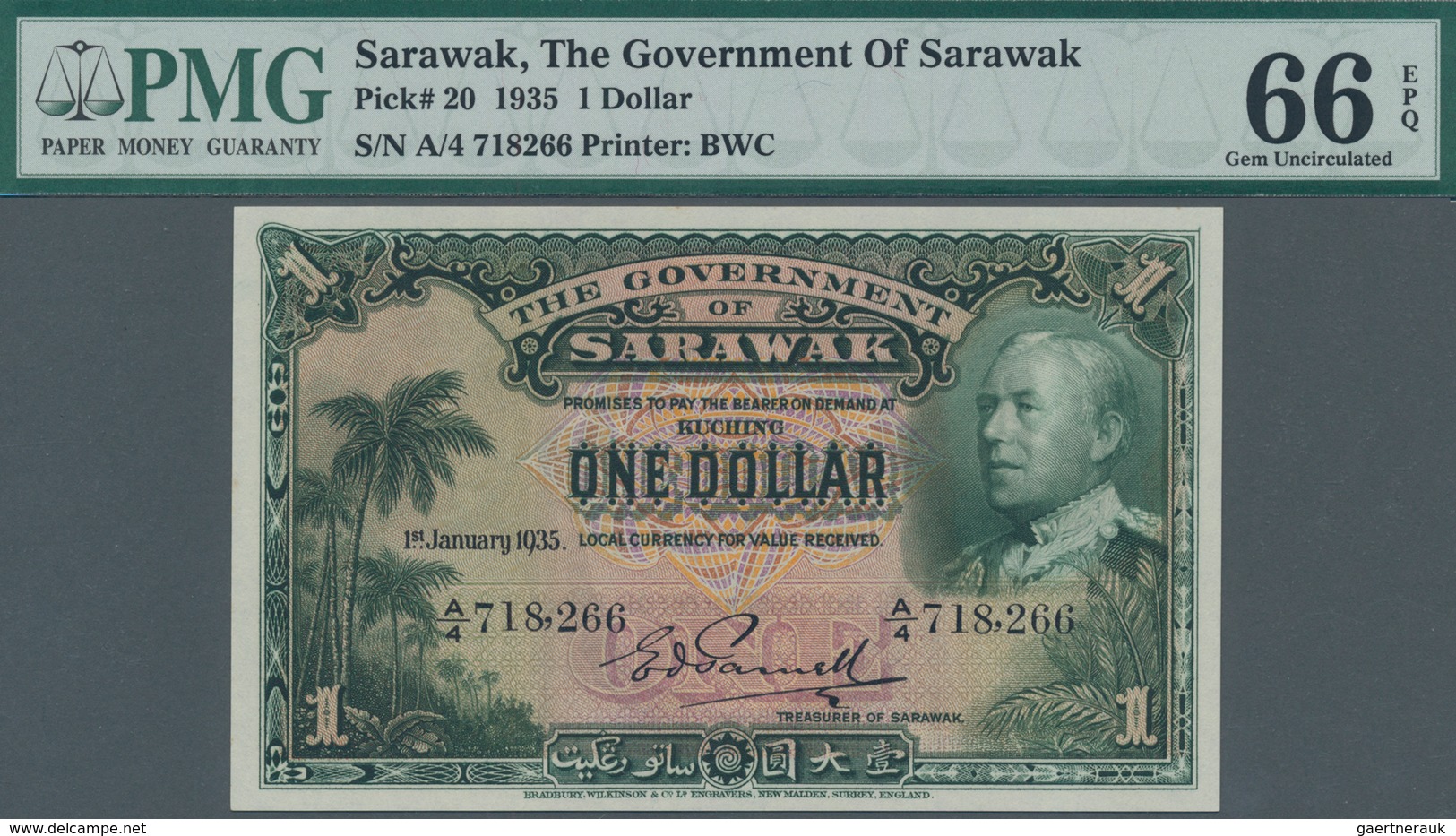 Sarawak: The Government Of Sarawak 1 Dollar 1935, P.20, Very Popular Note And Highly Rare In This Ex - Malaysia