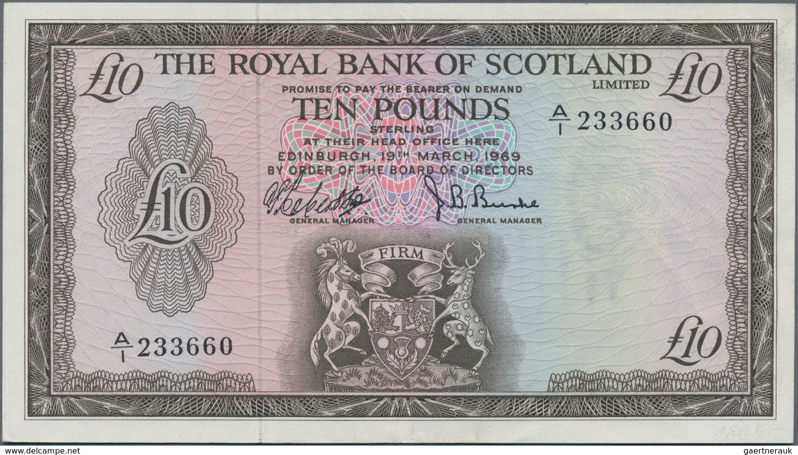 Scotland / Schottland: The Royal Bank Of Scotland 10 Pounds 1969, P.331, Very Nice With Strong Paper - Sonstige & Ohne Zuordnung