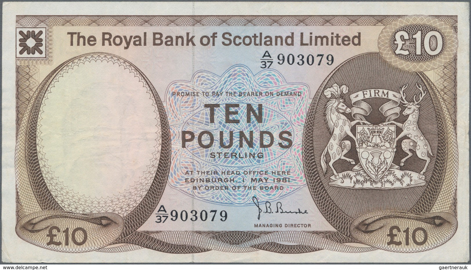 Scotland / Schottland: The Royal Bank Of Scotland Limited 10 Pounds 1981, P.338, Very Nice Condition - Sonstige & Ohne Zuordnung
