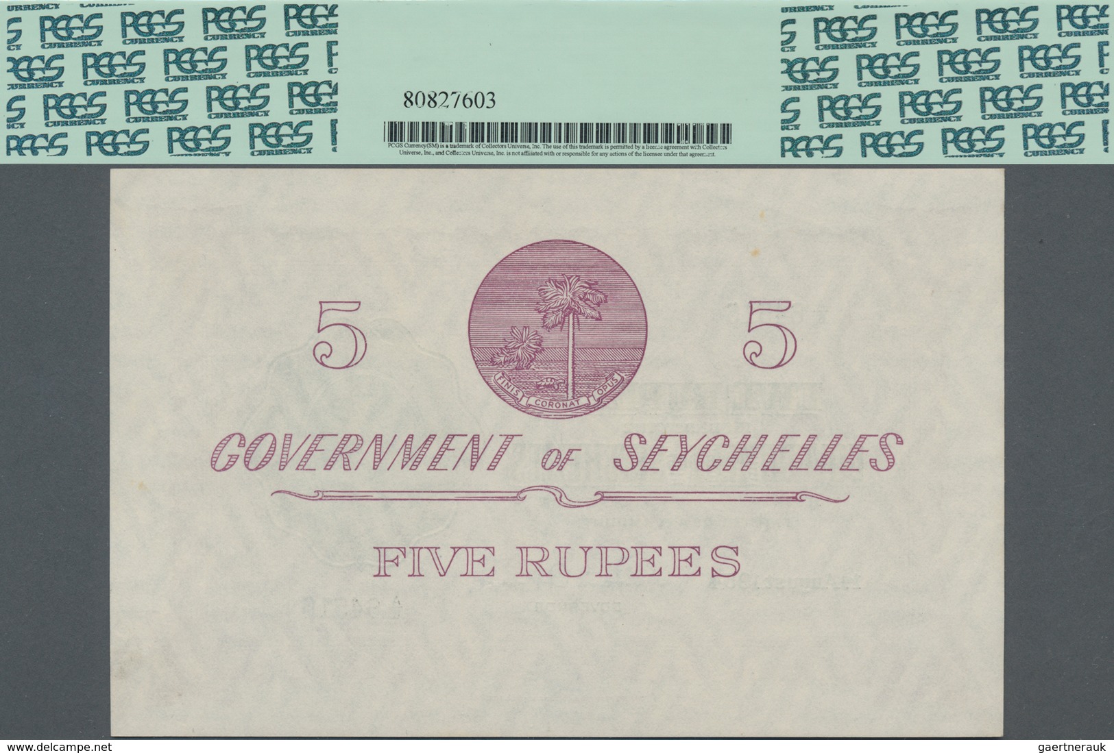 Seychelles / Seychellen: Government Of Seychelles 5 Rupees 1954, P.11a, Excellent Original Shape, Co - Seychellen