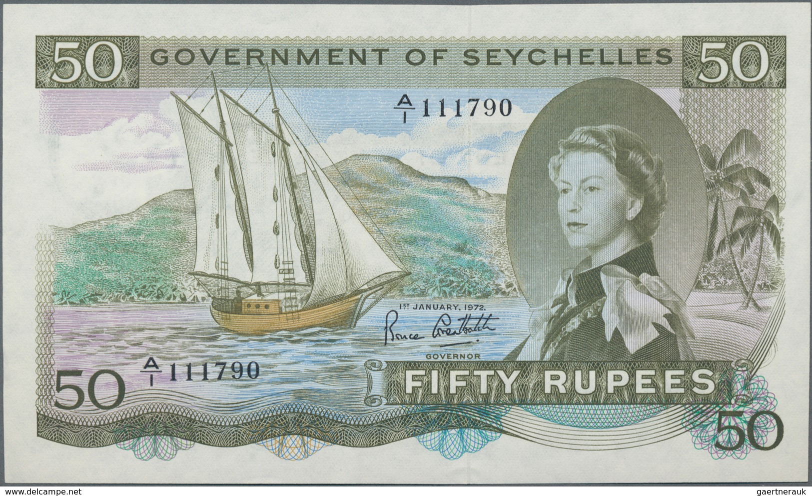 Seychelles / Seychellen: Government Of Seychelles 50 Rupees 1972 "Sex-Note", P.17d, Highly Rare In T - Seychellen