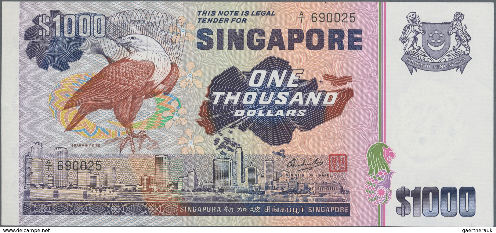 Singapore / Singapur: Board Of Commissioners Of Currency 1000 Dollars ND(1978), P.16, Highly Rare An - Singapur