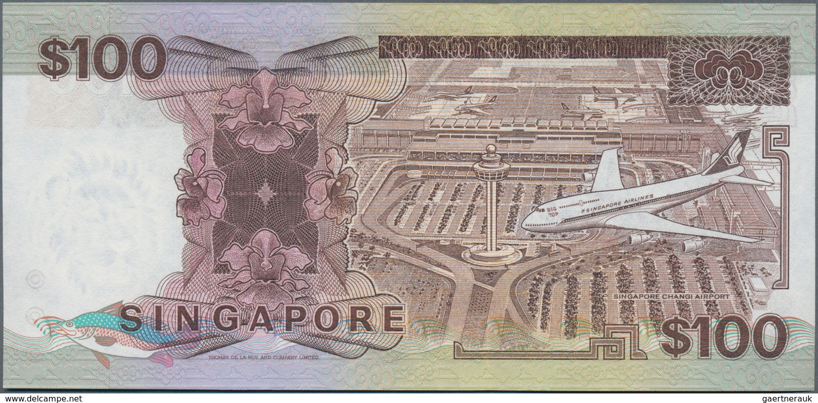 Singapore / Singapur: Board Of Commissioners Of Currency Pair With 100 Dollars ND(1985) With Solid S - Singapur