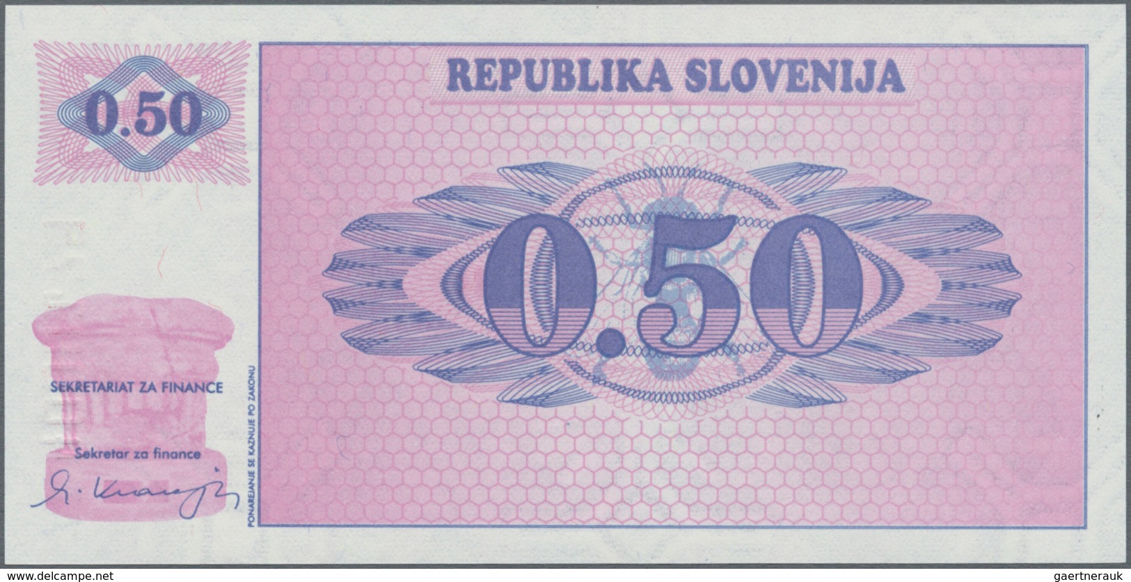 Slovenia / Slovenien: 0,50 Tolarja ND(1990), P.1A In Perfect UNC Condition. - Slovenia
