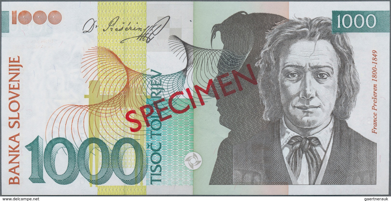 Slovenia / Slovenien: Banka Slovenije set with 6 banknotes with 200, 500, 2x 1000, 5000 and 10.000 T