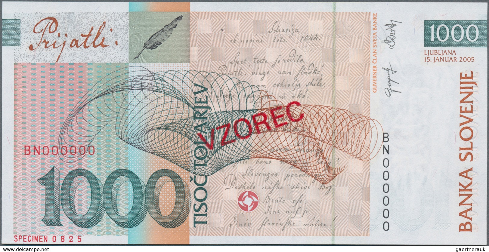 Slovenia / Slovenien: Banka Slovenije set with 6 banknotes with 200, 500, 2x 1000, 5000 and 10.000 T