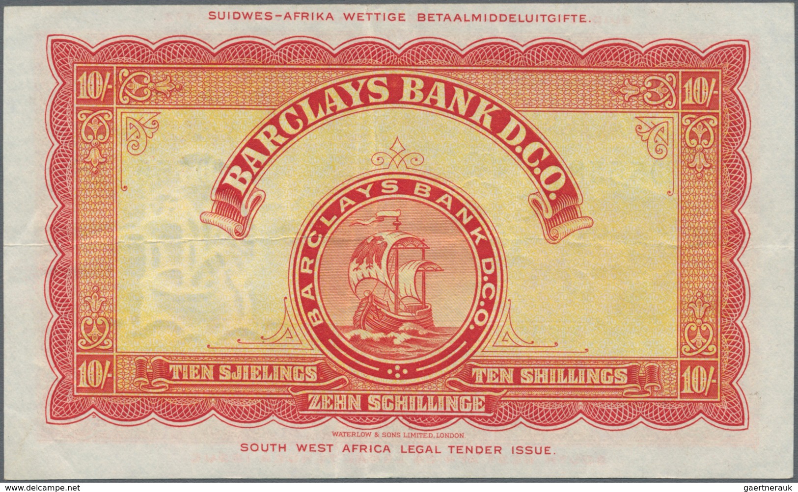 Southwest Africa: Barclays Bank D.C.O. 10 Shillings 1956, P.4, Great Condition With Strong Paper And - Namibie