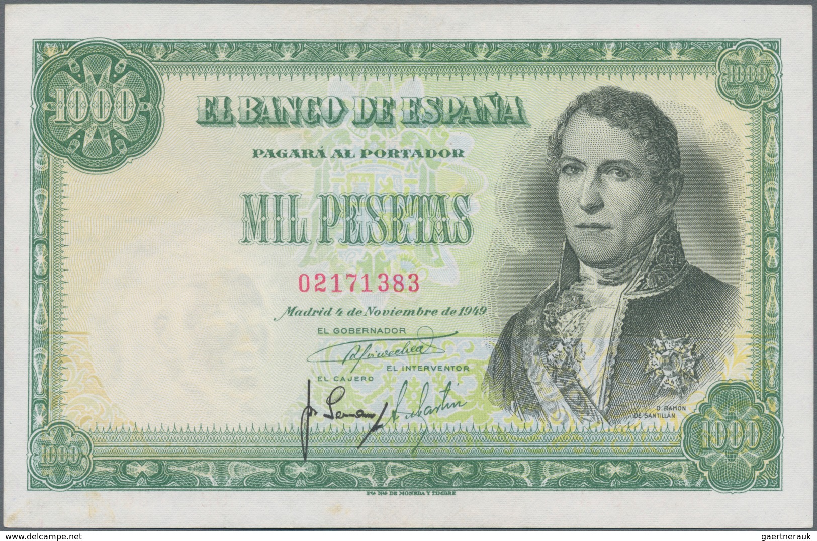 Spain / Spanien: Banco De España 1000 Pesetas 1949, P.138, Almost Perfect Condition With A Very Soft - Other & Unclassified