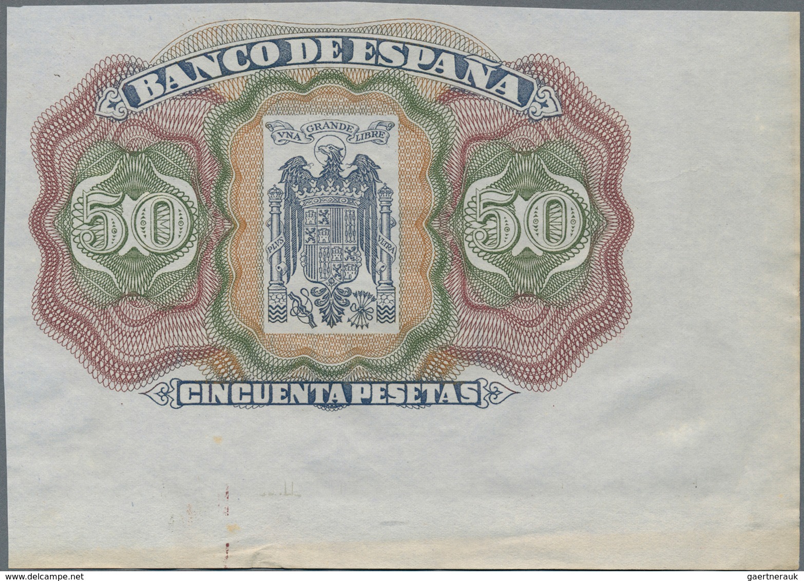 Spain / Spanien: Unlisted Back Essay Print Specimen For A 50 Pesetas Banknote, Similar To The Design - Other & Unclassified