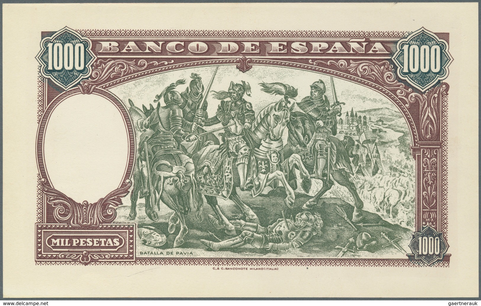 Spain / Spanien: 1000 Pesetas 1937 Specimen Proofs Pick Unlisted, Highly Rare Unissued Design, Print - Other & Unclassified