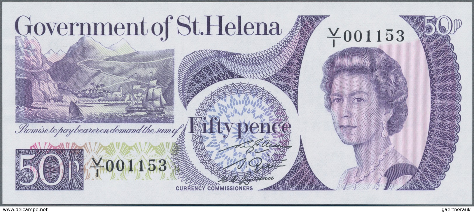 St. Helena: Government Of St. Helena Pair With 50 Pence And 1 Pound ND(1976-79), P.5, 6, Both In UNC - St. Helena