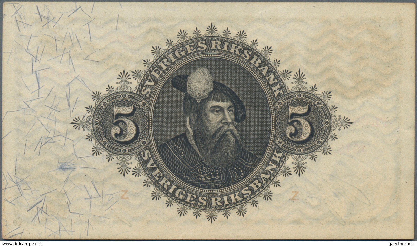 Sweden / Schweden: Sveriges Riksbank 5 Kronor 1916, P.26k, Very Early Issue Of The 5-Kronor-note In - Schweden