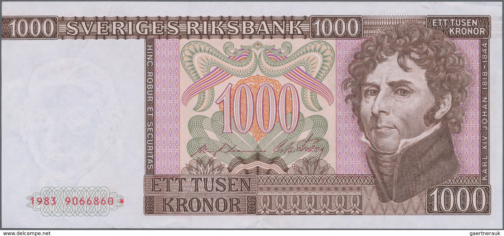 Sweden / Schweden: 1000 Kronor 1983 Replacement Note With "*", P.55br, Excellent Condition With A St - Sweden