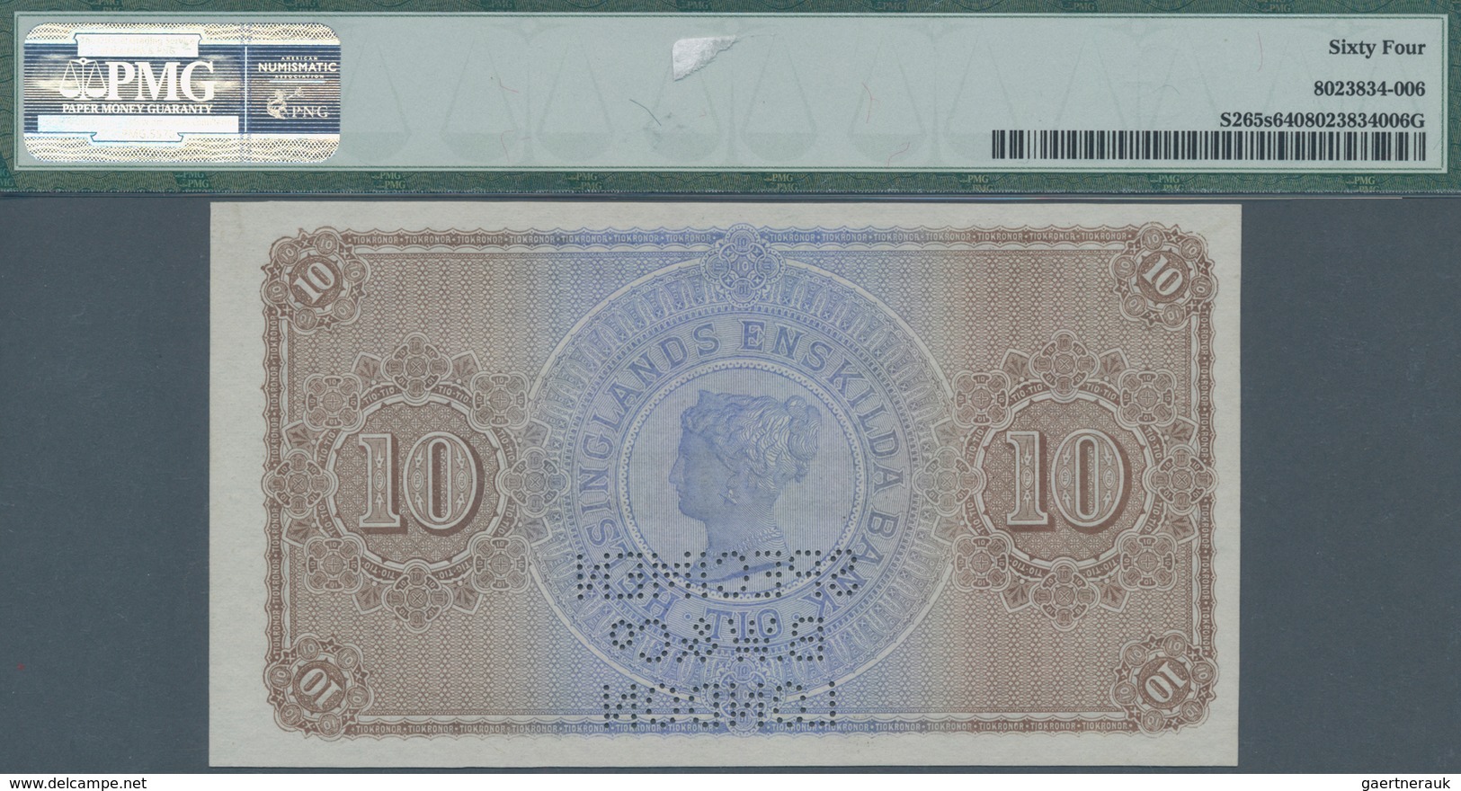 Sweden / Schweden: Helsinglands Enskilda Bank 10 Kronor 1879 SPECIMEN, P.S265s With Perforation "Spe - Sweden