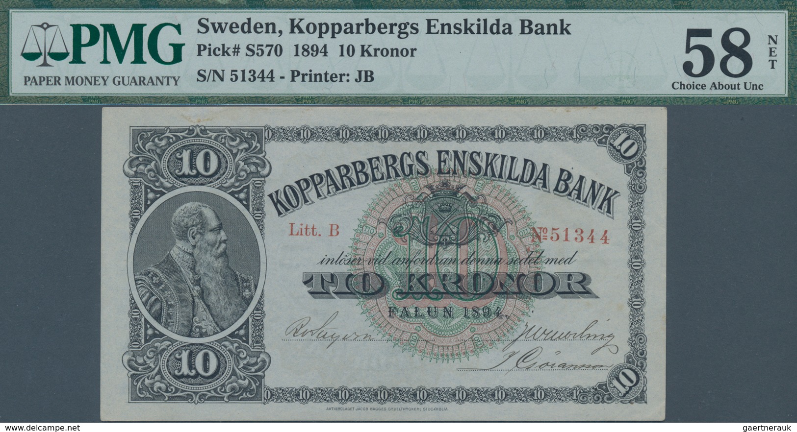 Sweden / Schweden: Koppabergs Enskilada Bank 10 Kronor 1894, P.S570, Great Original Shape With A Few - Suède