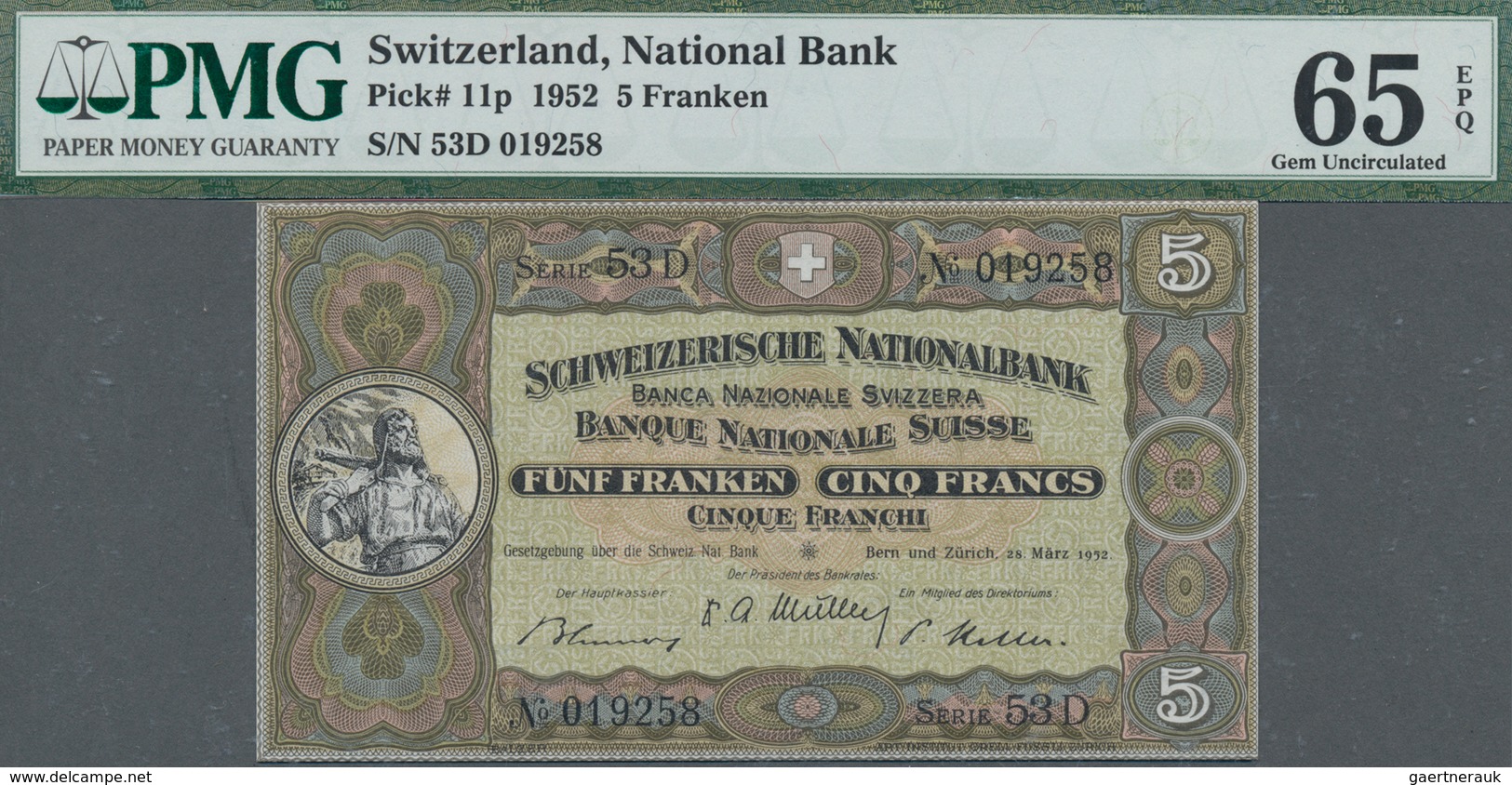 Switzerland / Schweiz: Schweizerische Nationalbank Set With 4 Banknotes 5 Franken 1952, P.11p, All P - Switzerland