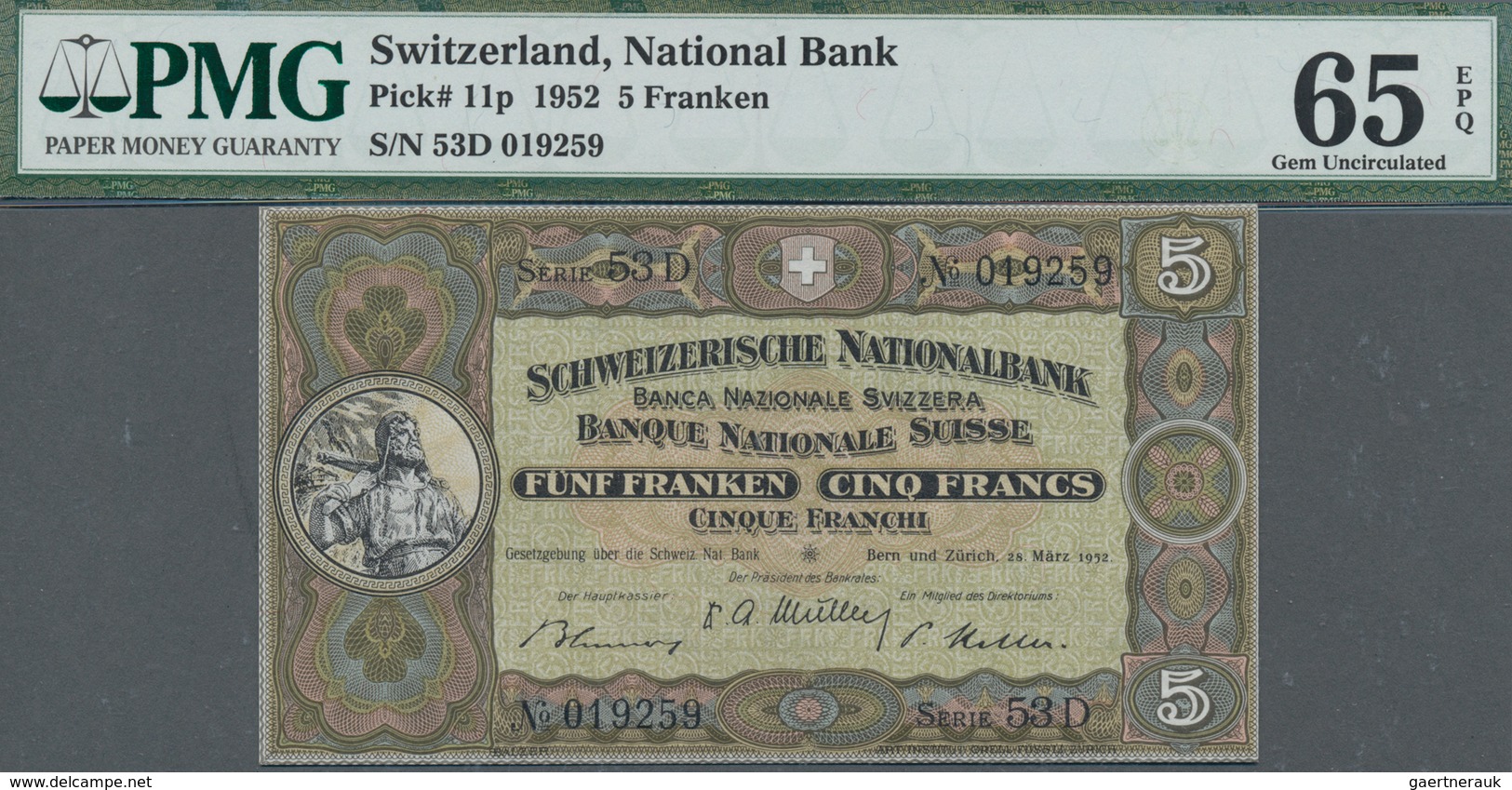 Switzerland / Schweiz: Schweizerische Nationalbank Set With 4 Banknotes 5 Franken 1952, P.11p, All P - Schweiz