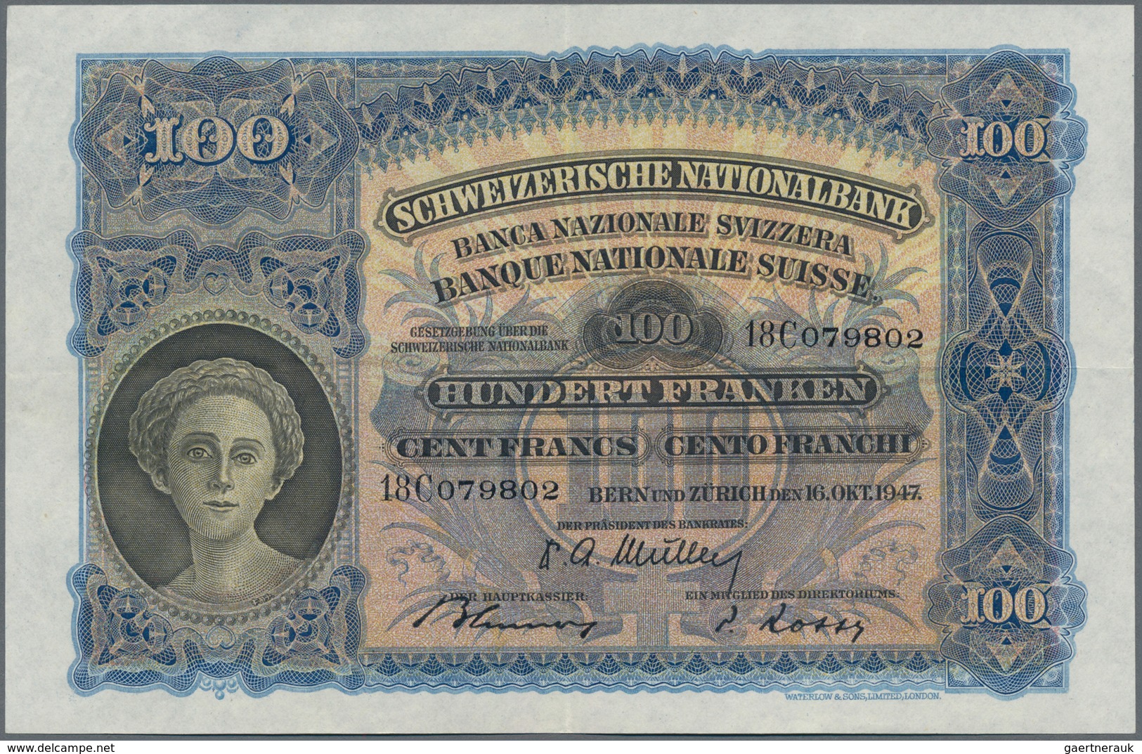 Switzerland / Schweiz: Schweizerische Nationalbank Lot With 4 Banknotes 100 Franken 1947 With Signat - Switzerland