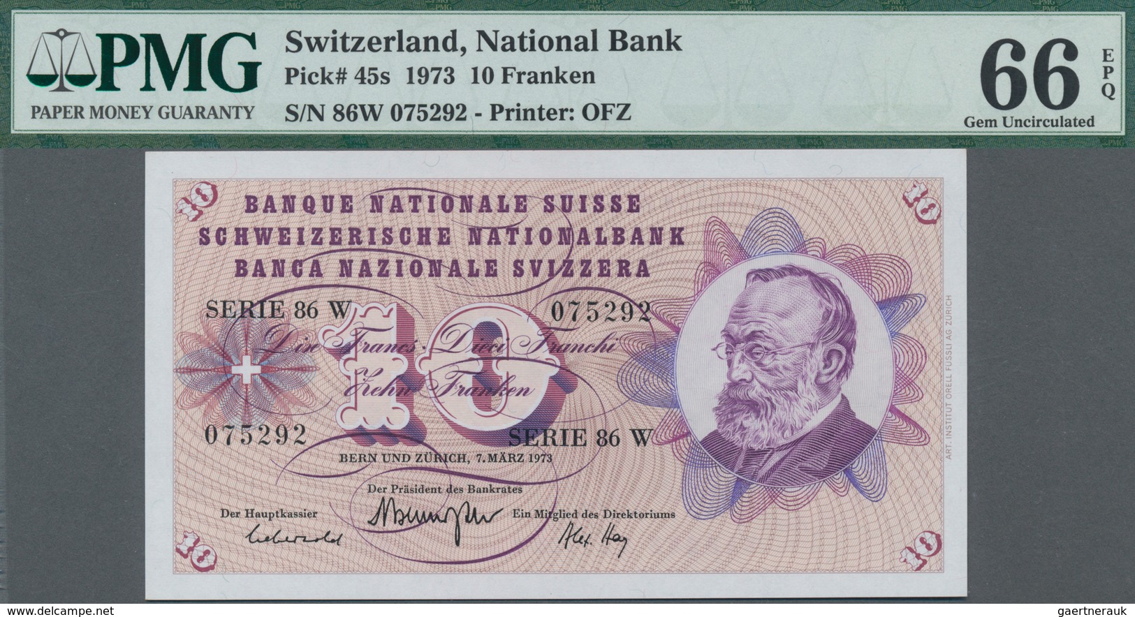 Switzerland / Schweiz: National Bank Of Switzerland Set With 3 Banknotes Comprising 10 Franken 1973 - Schweiz