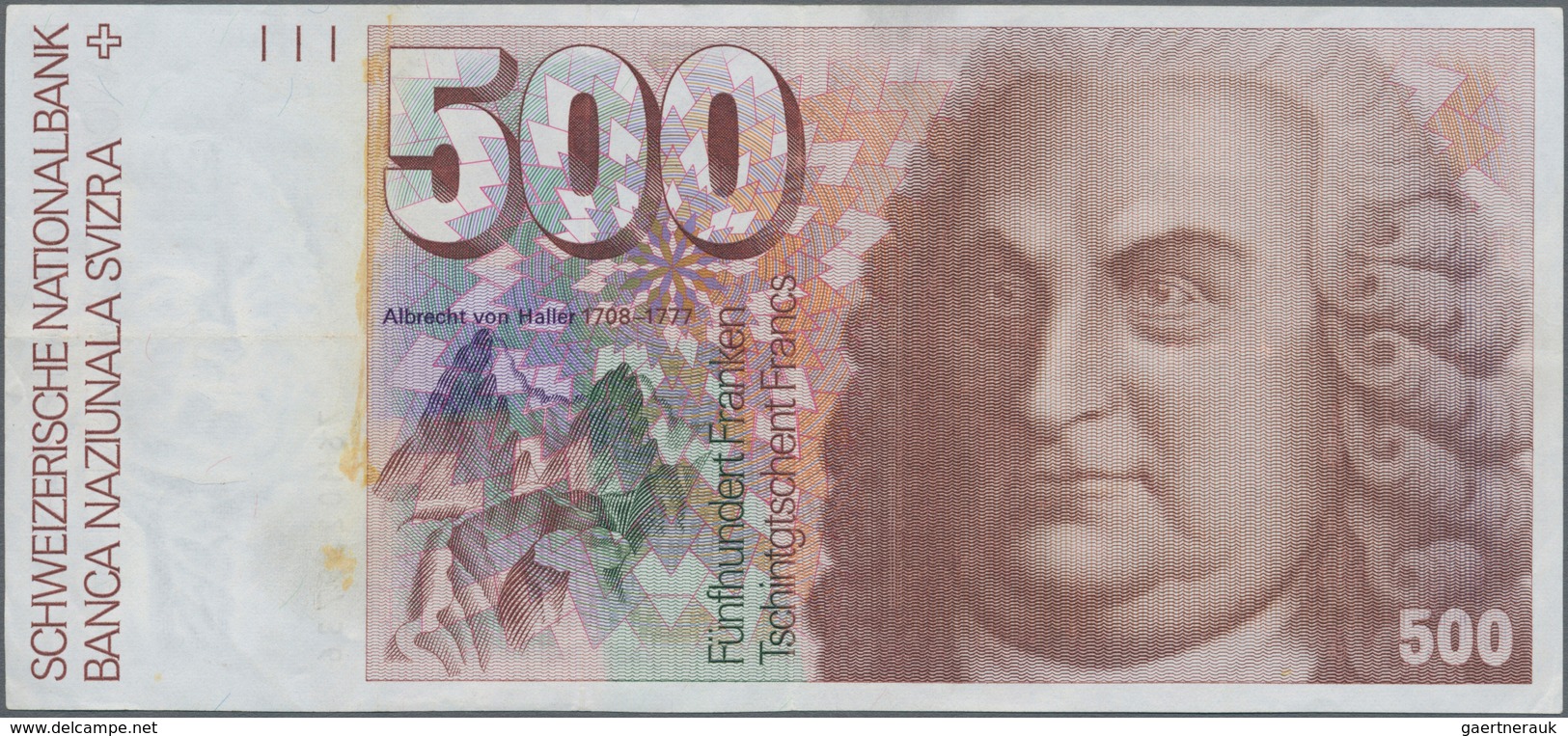 Switzerland / Schweiz: 500 Franken 1976, P.58a, Very Nice Condition With A Few Soft Folds And Minor - Suisse