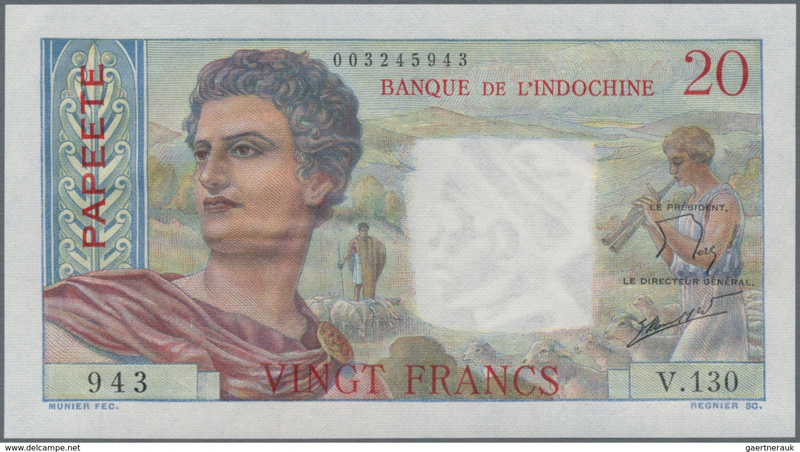Tahiti: Banque De L'Indochine – Papeete Pair With 100 Francs ND(1939-65) With Signature Titles: "Pré - Sonstige – Ozeanien