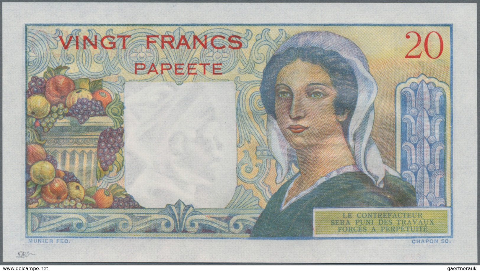 Tahiti: Banque De L'Indochine – Papeete Pair With 100 Francs ND(1939-65) With Signature Titles: "Pré - Other - Oceania