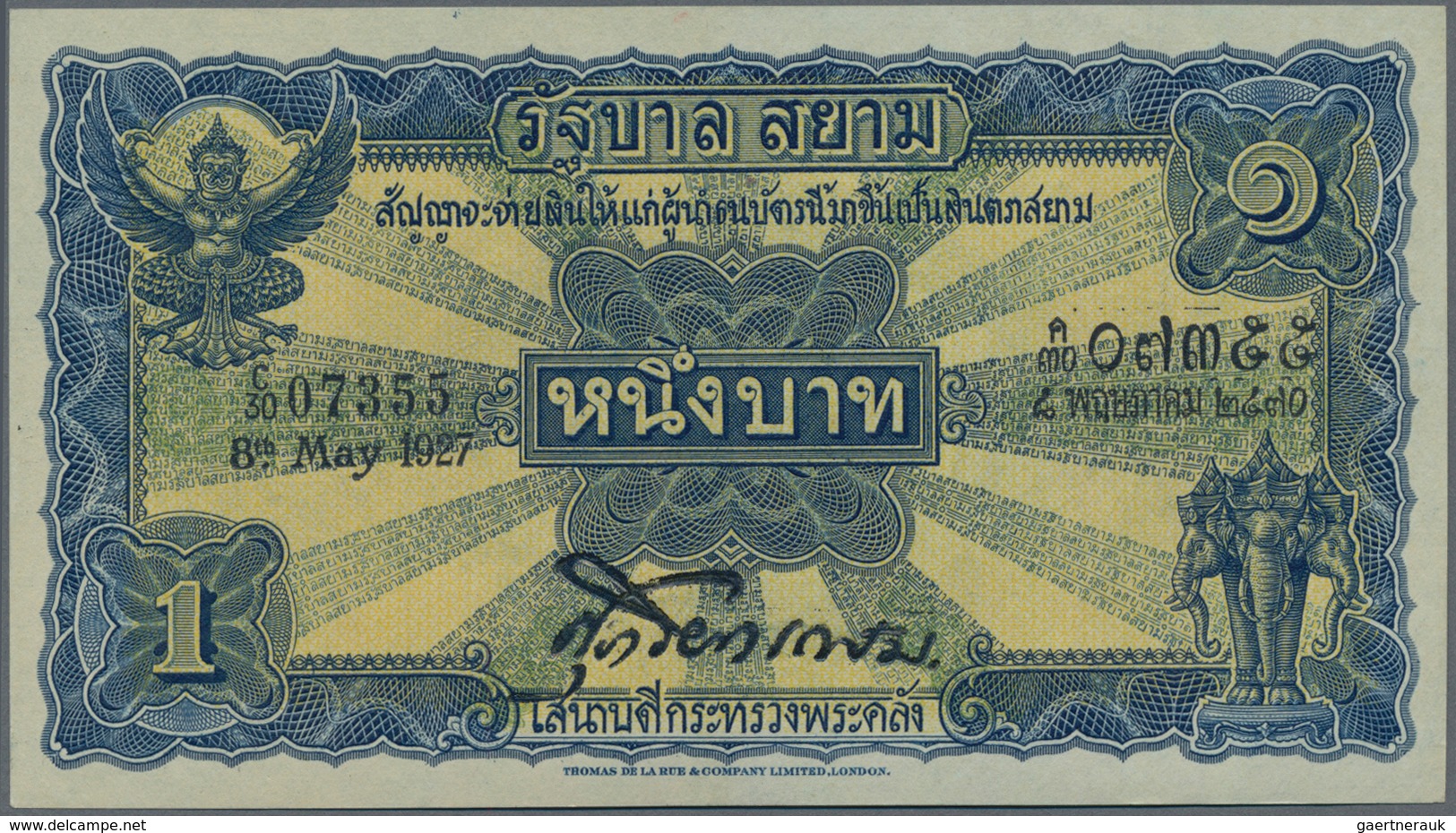 Thailand: Government Of Siam 1 Baht Dated May 8th 1927, P.16, Almost Perfect Condition With A Very S - Thaïlande