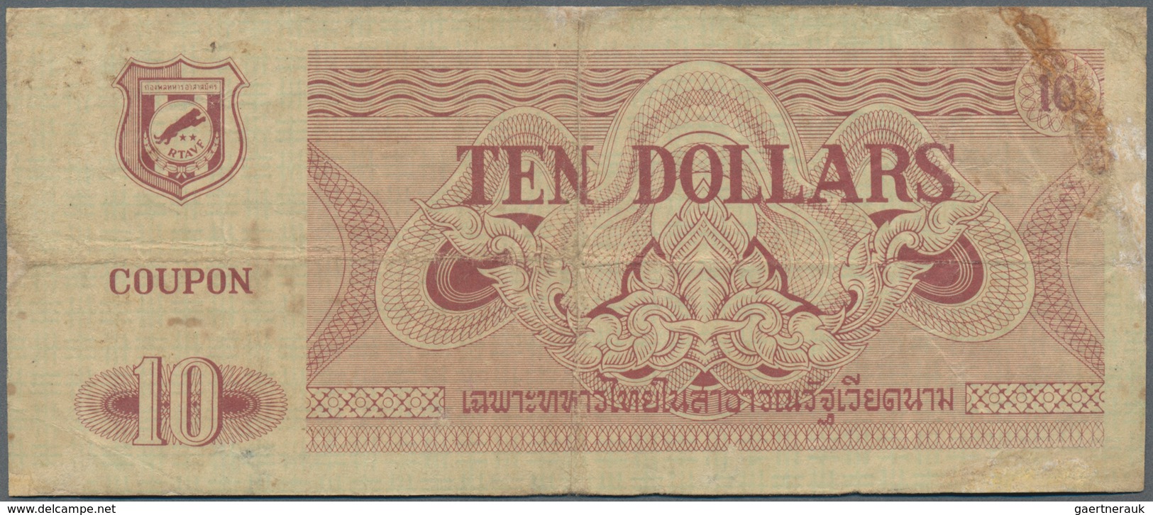 Thailand: 10 Dollars ND(1970) MPC, P.M23, Small Restored Parts At Lower Left, Thinning Paper At Lowe - Thailand