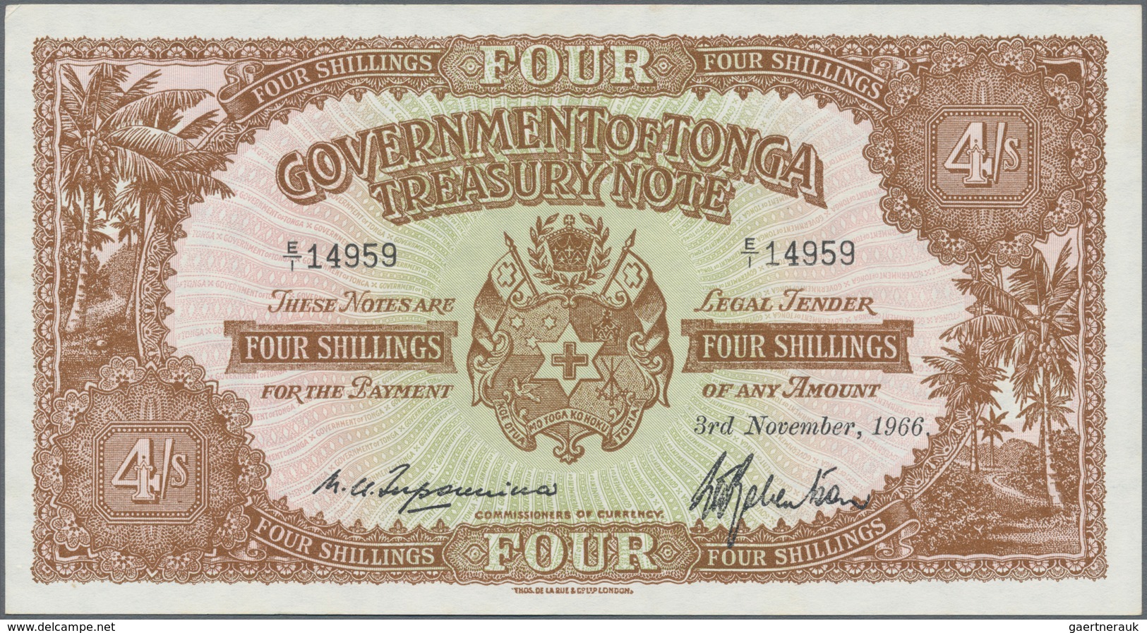 Tonga: Government Of Tonga – Treasury Note, Pair With 4 And 10 Shillings 1966, P.9, 10, Both With A - Tonga