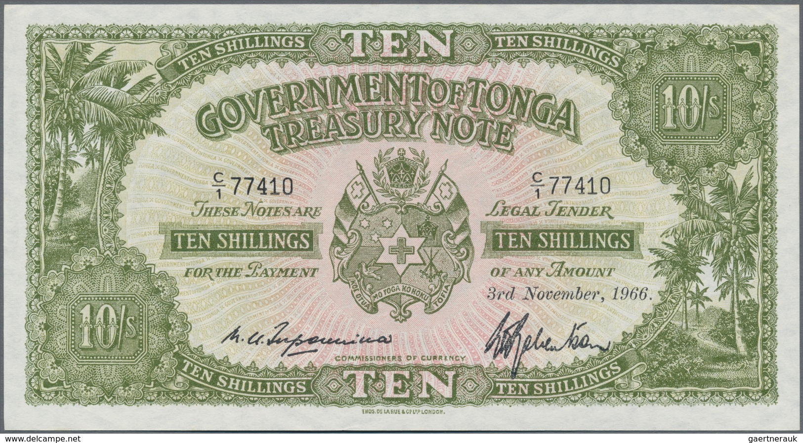 Tonga: Government Of Tonga – Treasury Note, Pair With 4 And 10 Shillings 1966, P.9, 10, Both With A - Tonga