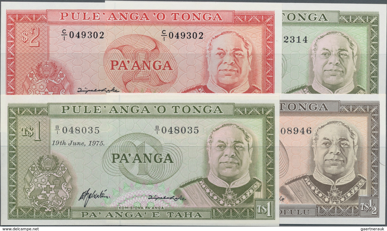 Tonga: Government Of Tonga Set With 4 Banknotes Comprising ½ Pa'anga 1977 P.18 (XF), 2x 1 Pa'anga 19 - Tonga