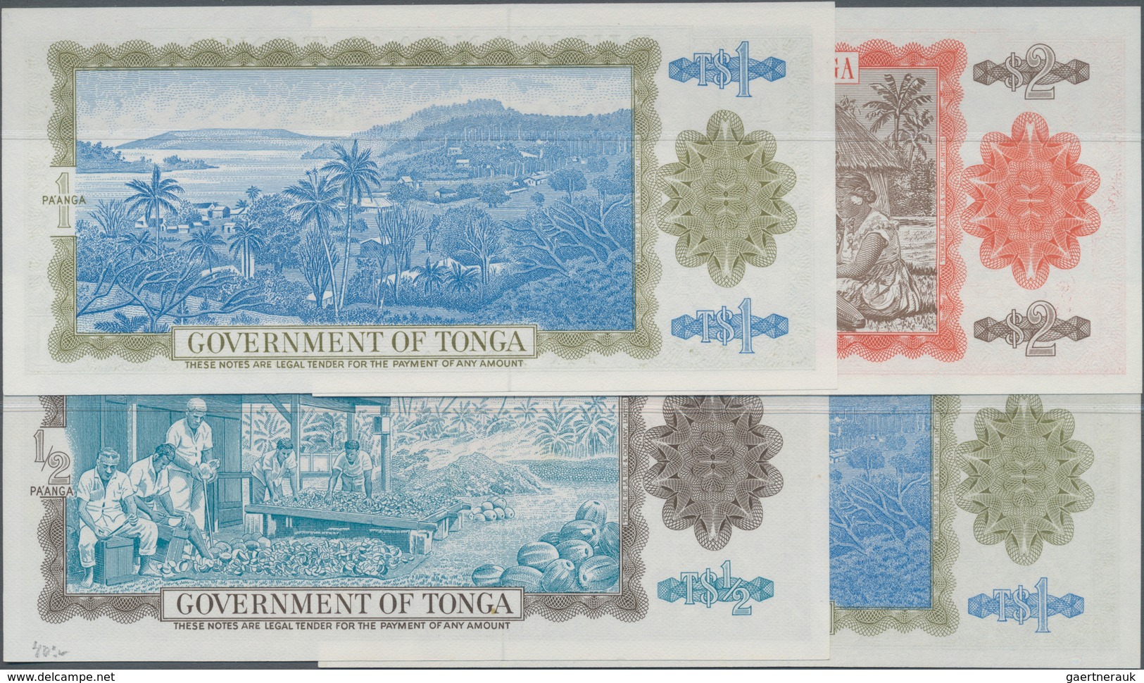 Tonga: Government Of Tonga Set With 4 Banknotes Comprising ½ Pa'anga 1977 P.18 (XF), 2x 1 Pa'anga 19 - Tonga