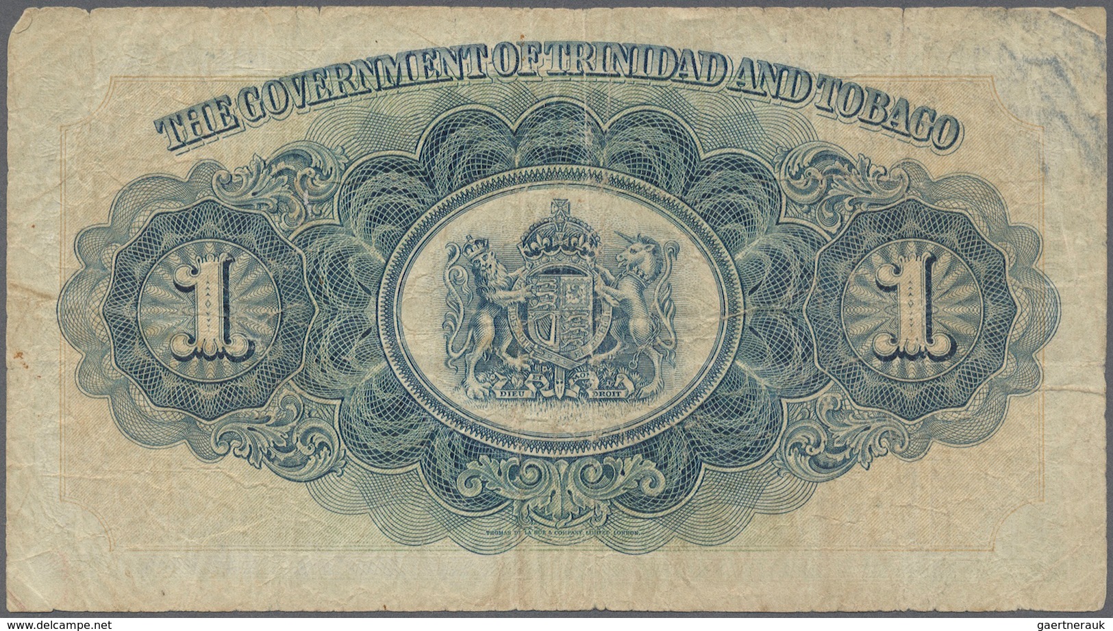 Trinidad & Tobago: 1 Dollar 1935, First Date Issue, P. 5 Used With Folds And Stain In Paper, A Pen W - Trinidad & Tobago