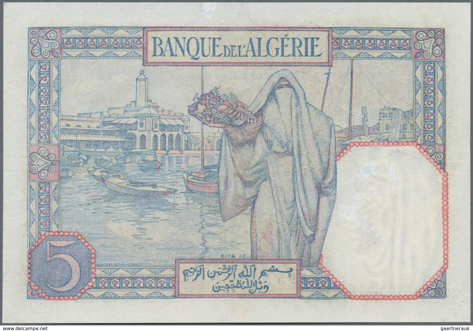 Tunisia / Tunisien: Banque De L'Algérie – TUNISIE Pair With 5 Francs November 18th 1925 (F/F-) And 5 - Tunesien