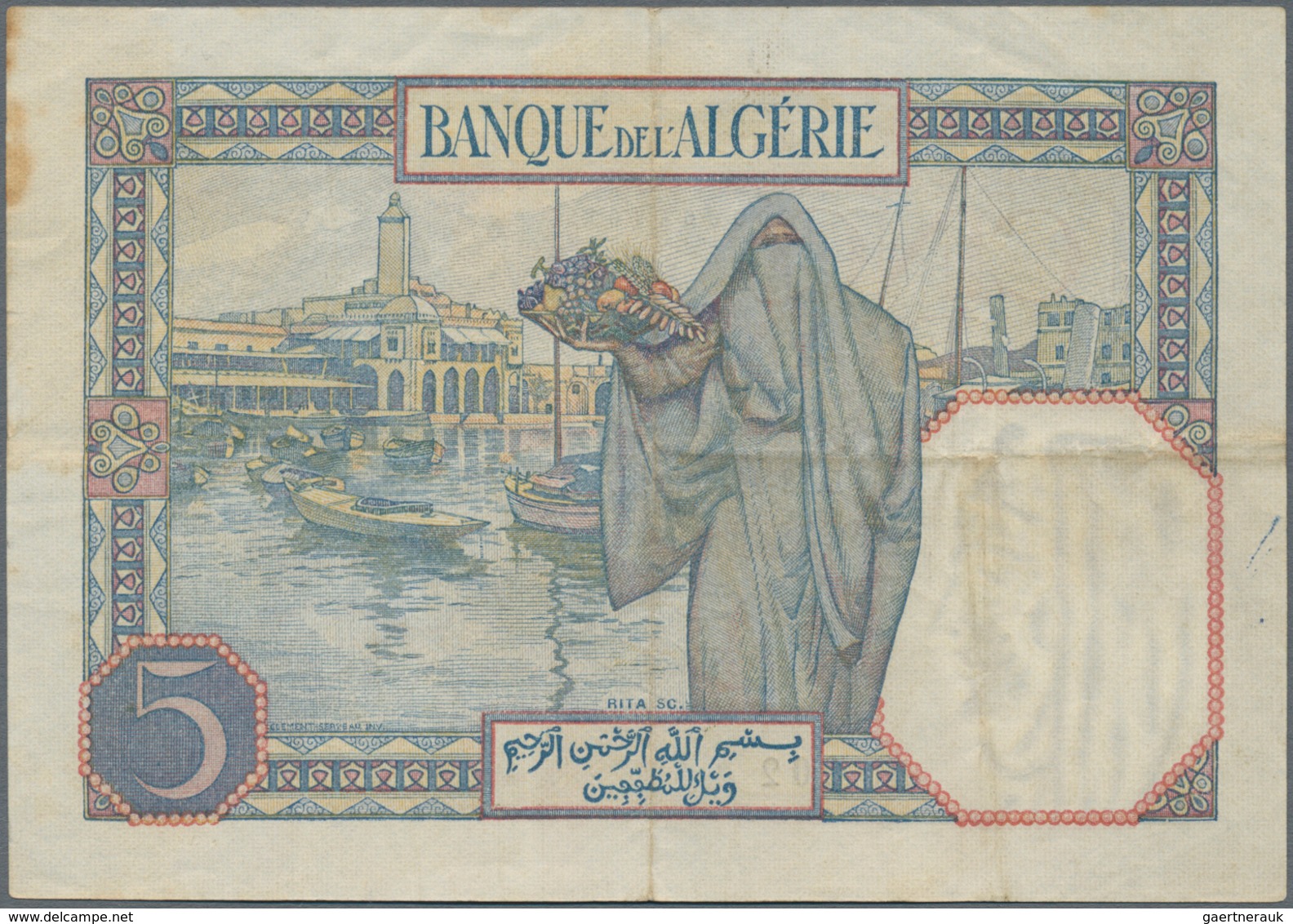 Tunisia / Tunisien: Banque De L'Algérie – TUNISIE Pair With 5 Francs November 18th 1925 (F/F-) And 5 - Tunisie