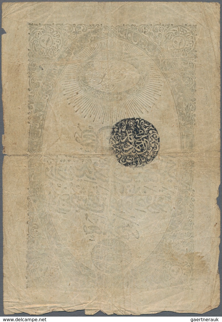 Turkey / Türkei: Ottoman Empire 10 Kurus ND(1853-54) With Seal Of Ahmed Muhtar On Back, P.23, Still - Türkei