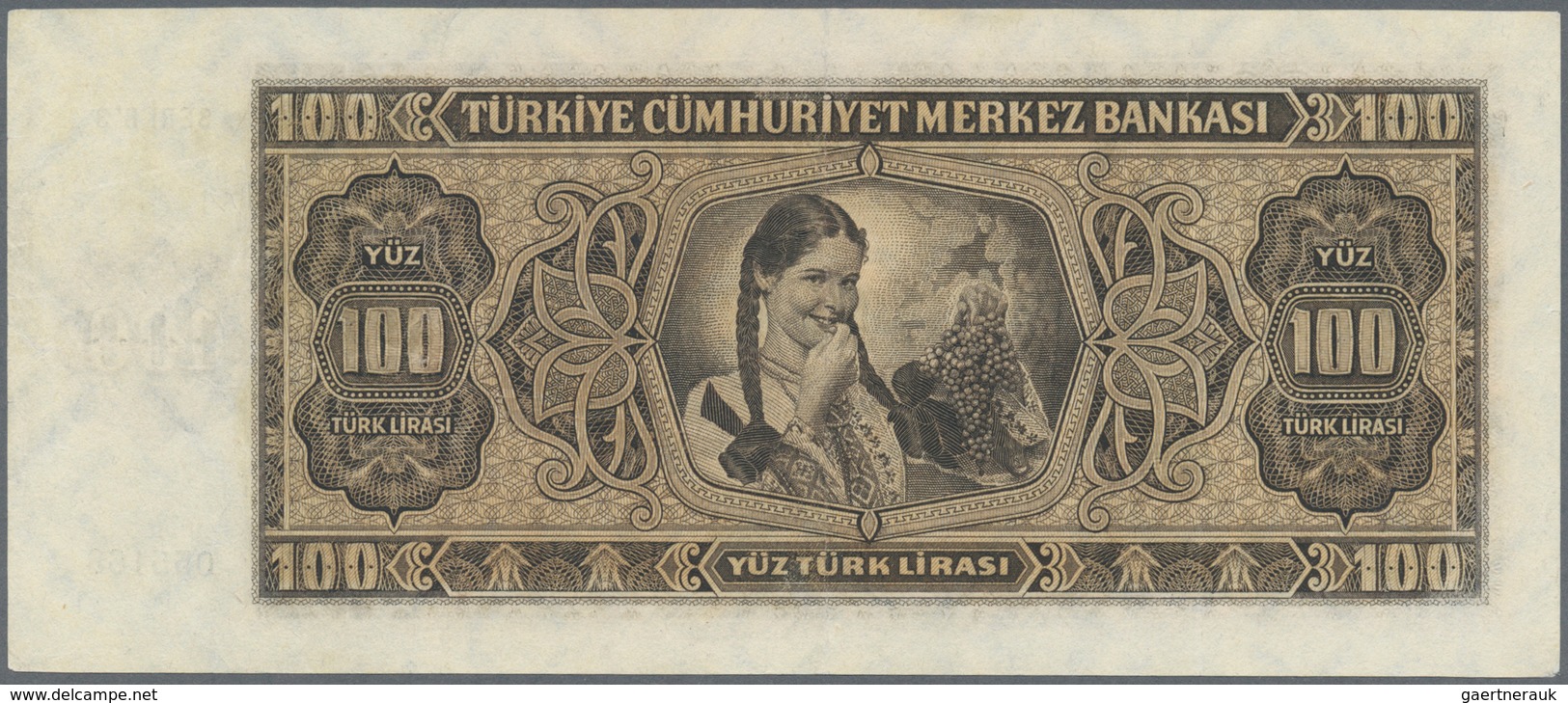 Turkey / Türkei: 100 Lirasi L. 1930 (1942-1947) "İnönü" - 3rd Issue, Highly Rare Banknote In Excepti - Turkey