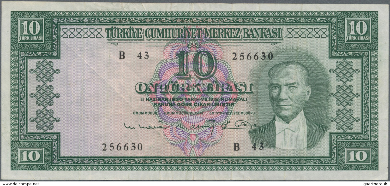 Turkey / Türkei: Pair With 10 Lira L.1930 (1951-61) P.161 (F+) And 100 Lira L.1930 (1951-65) P.177 ( - Turkey