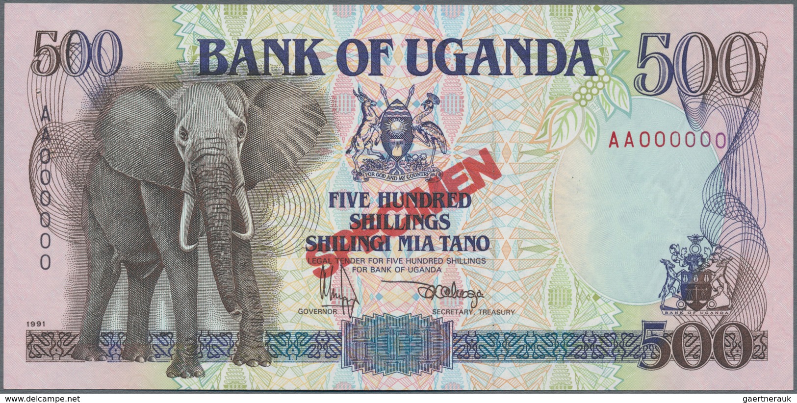Uganda: Bank Of Uganda Set With 8 Banknotes 5, 10, 20, 50, 100, 200, 500 And 1000 Shillings 1987/199 - Uganda