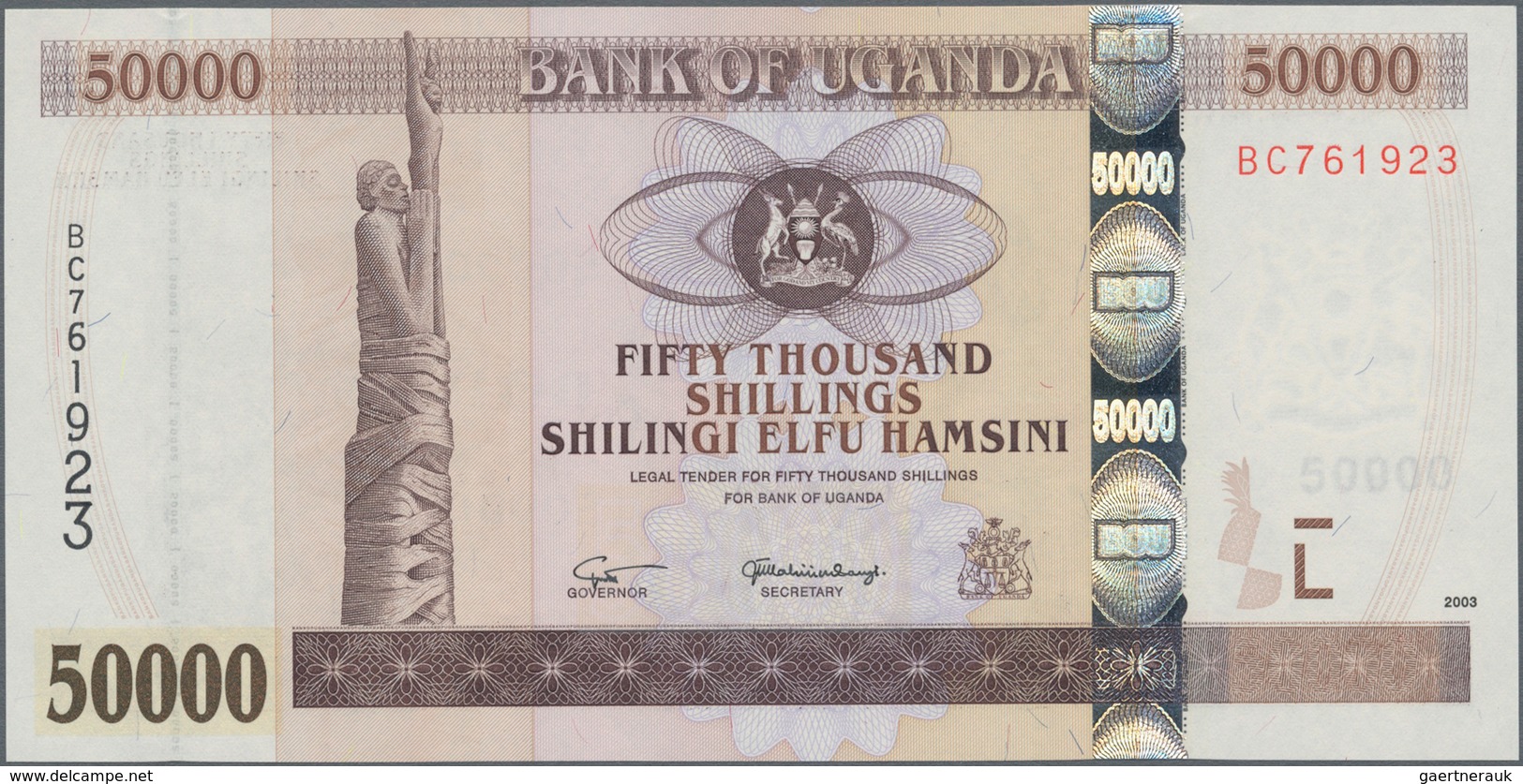 Uganda: Pair With 20.000 Shillings 1999 And 50.000 Shillings 2003, P.42, 47a, Both In Perfect UNC Co - Ouganda