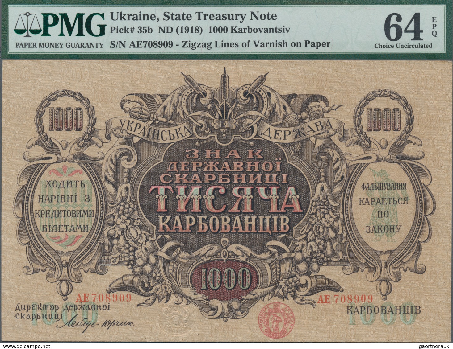 Ukraina / Ukraine: Set With 3 Banknotes Comprising 100 And 1000 Hryven 1918 P.22a, 24, Both PMG Grad - Ukraine