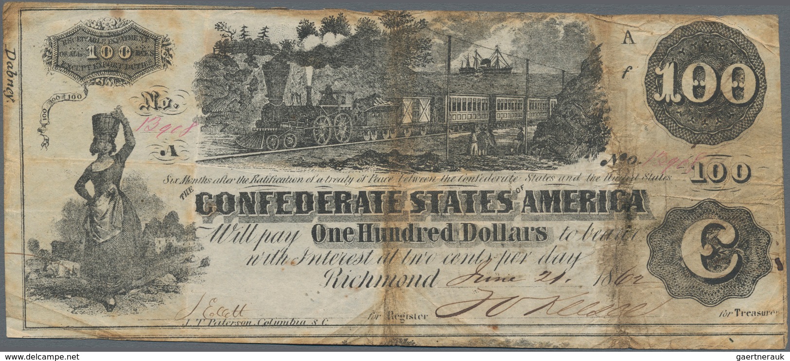 United States Of America - Confederate States: Treasury Of The Confederate States Of America, Pair W - Confederate (1861-1864)