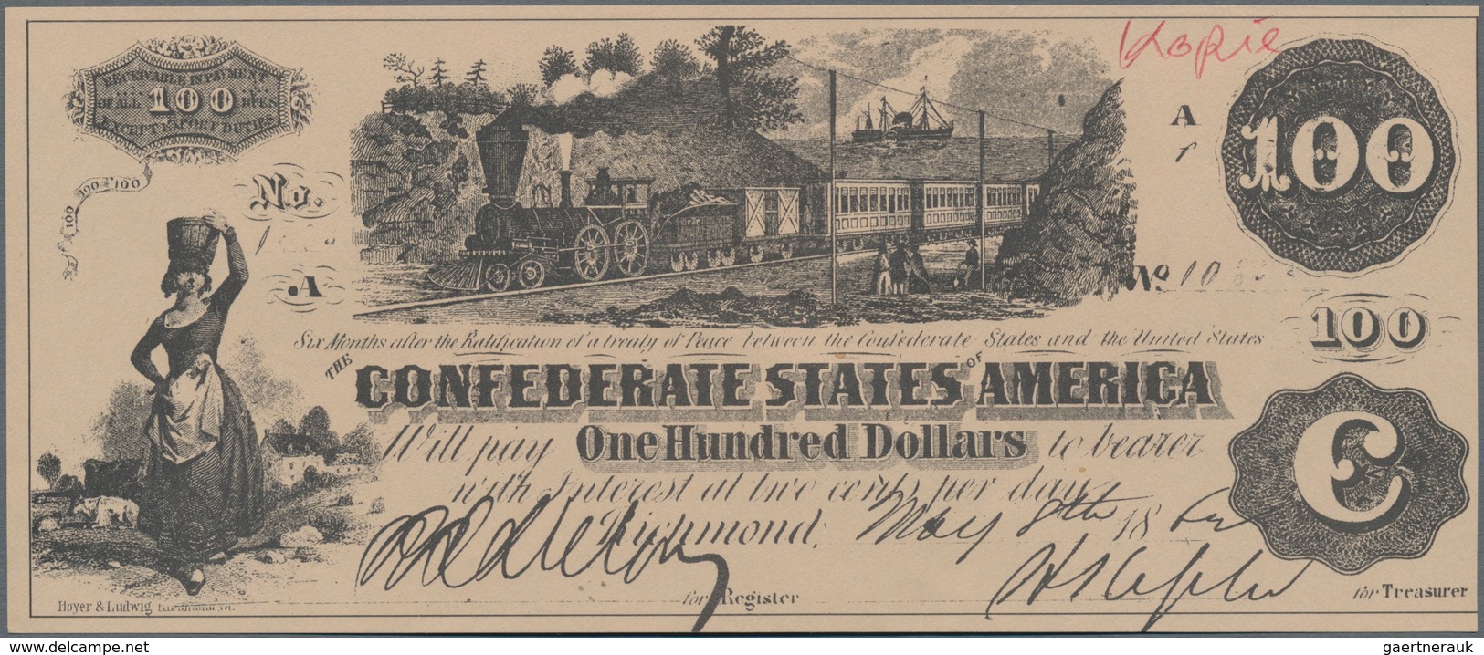 United States Of America - Confederate States: Treasury Of The Confederate States Of America, Pair W - Confederate (1861-1864)