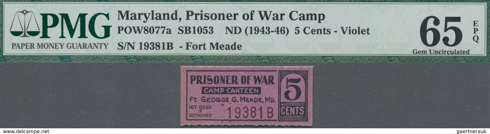 United States Of America: Maryland – Fort Meade 5 Cents POW Camp Money ND(1943-46), SB1053, PMG Grad - Sonstige & Ohne Zuordnung