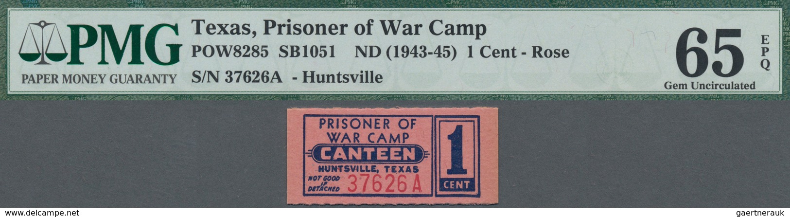 United States Of America: Texas – Huntsville 1 Cent POW Camp Money, ND(1943-45), SB1051, PMG Graded - Autres & Non Classés