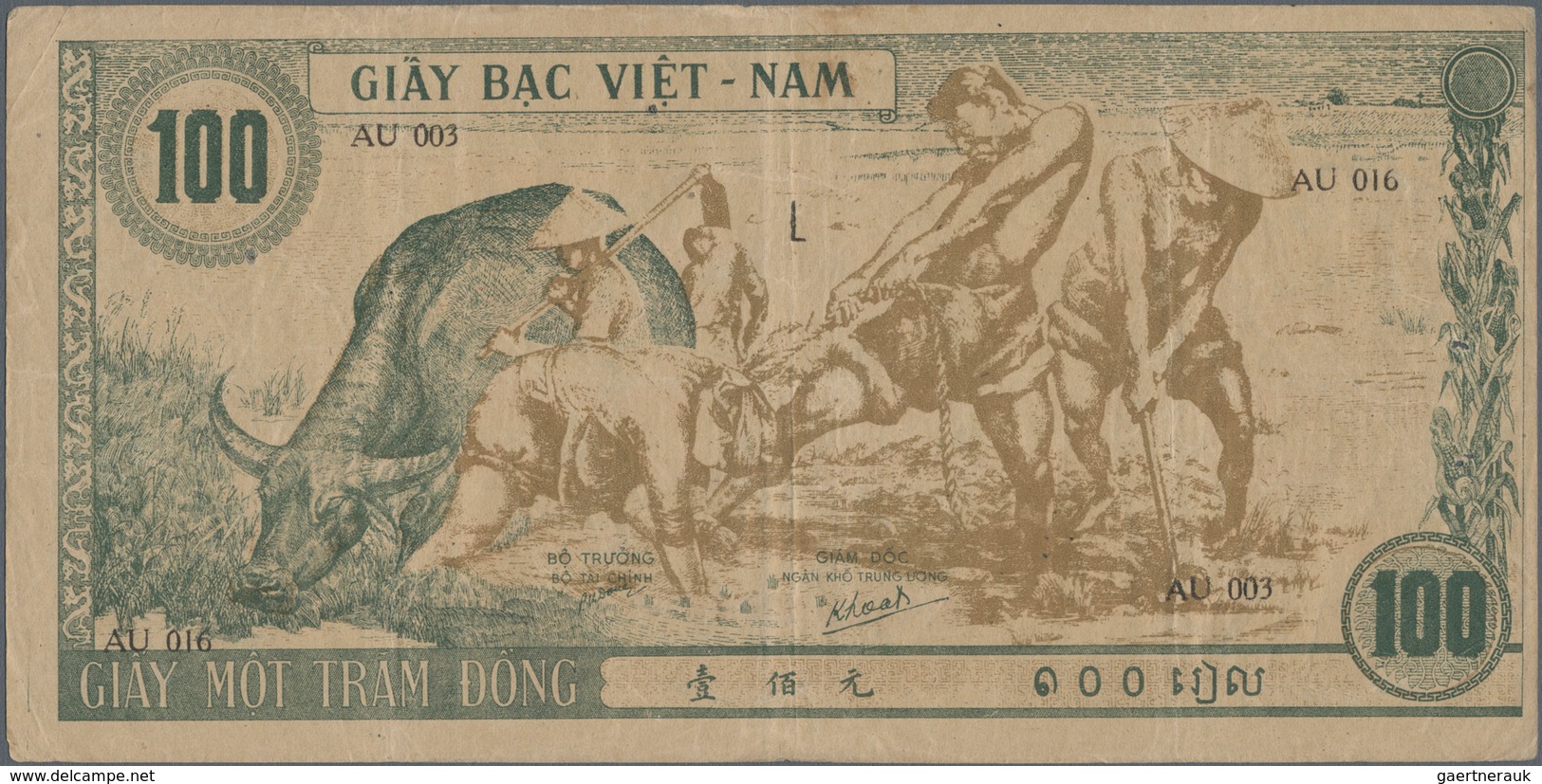 Vietnam: 100 Dong ND(1946), P.8b In F+/VF Condition With Pinholes. - Vietnam