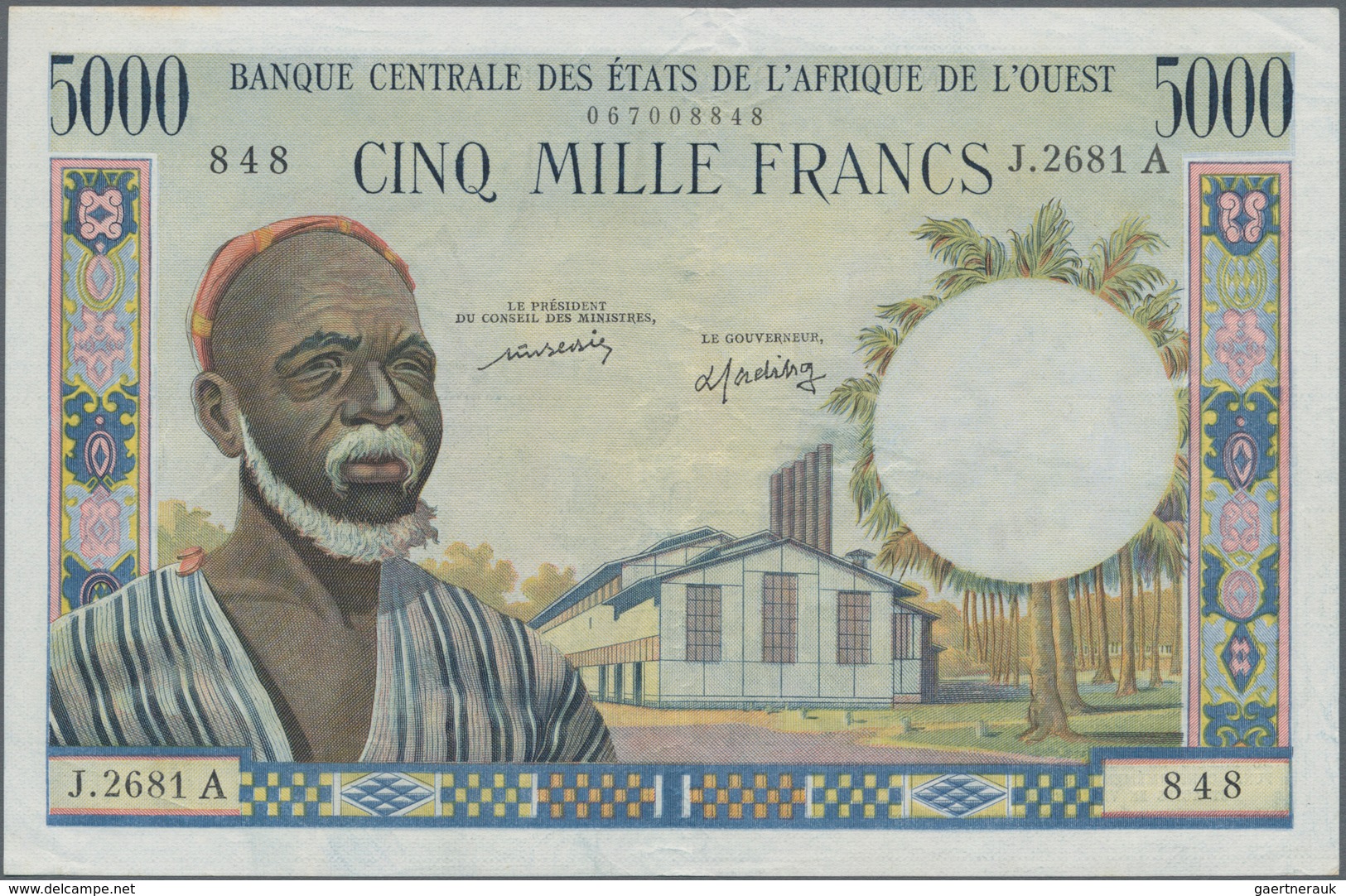 West African States / West-Afrikanische Staaten: 5000 Francs ND, Letter "A" = IVORY COAST, P.104Aj, - Westafrikanischer Staaten