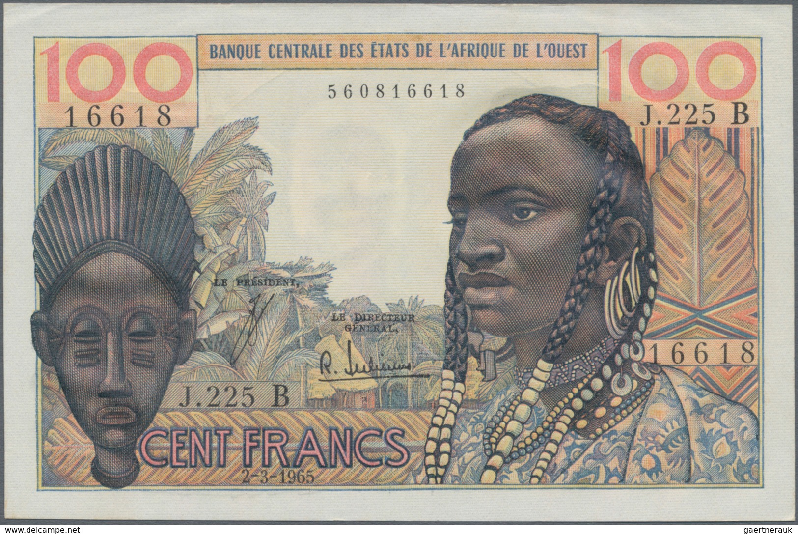 West African States / West-Afrikanische Staaten: 100 Francs 1965, Letter "B" = BENIN, P.201Be, Almos - Westafrikanischer Staaten