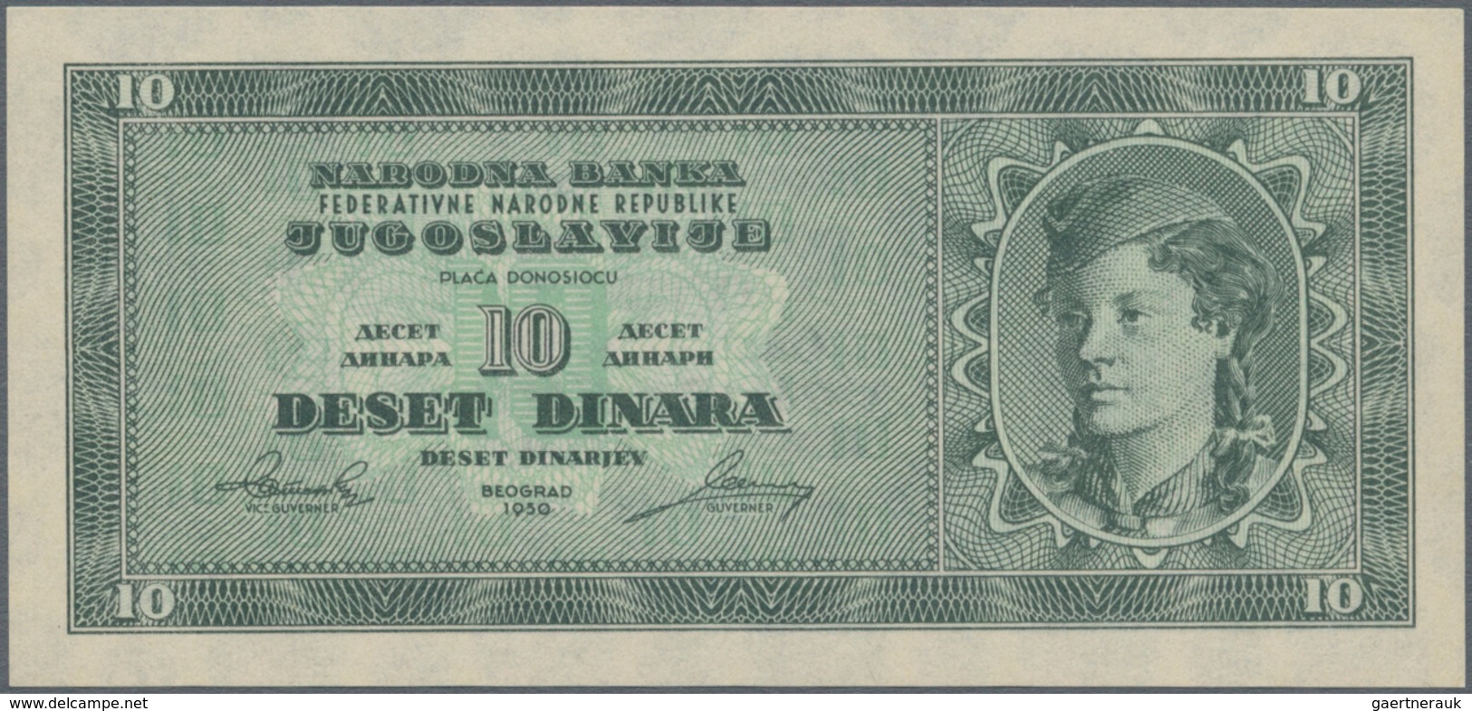 Yugoslavia / Jugoslavien: Pair With 5 And 10 Dinara 1950 Unissued Series, P.67R And 67S, Both In Per - Yugoslavia