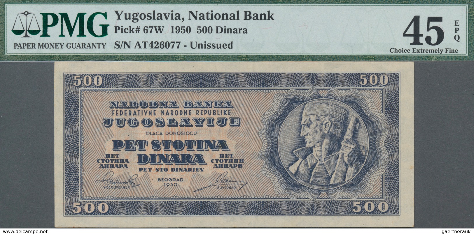 Yugoslavia / Jugoslavien: National Bank Of Yugoslavia 500 Dinara 1950, P.67W, Unissued Series, Excel - Jugoslawien